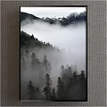 Scenic Mountain Landscape With Snow Capped Peaks Misty Forest And Winding Path