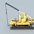 Yellow Industrial Crawler Crane With Pile Driving Boom And Operator Cab