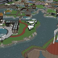 Theme Park Layout Design With Water Pools Play Areas And Pathways 3d model