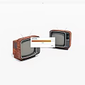 Two Vintage Televisions with Wooden Cases and Antennas on White Background