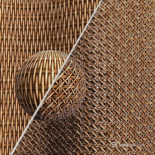 Artistic Woven Bamboo Components Featuring Sphere And Intricate Weave Patterns 3d model 