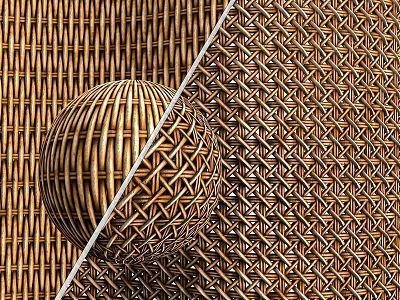 Artistic Woven Bamboo Components Featuring Sphere And Intricate Weave Patterns 3d model