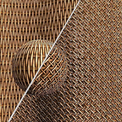 Artistic Woven Bamboo Components Featuring Sphere And Intricate Weave Patterns 3d model