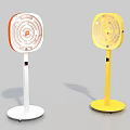 Modern Floor Standing Electric Heaters With White Yellow Circular Heating Grid Design 3d model