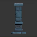 Blue Stone Block Stacked Pillar with Square Base and Layered Structure Design 3d model