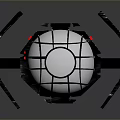 Modern Black Structure With Red Accent Lines And White Basketball Design