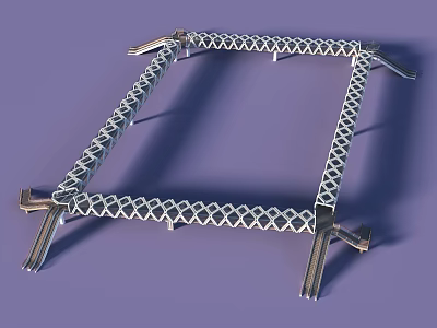 Industrial Metal Bridge Frame With Intricate Lattice Design And Support Structures 3d model