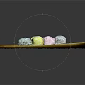 Colorful Glutinous Rice Cakes Arranged On Wooden Tray With Coconut Coating