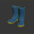 Stylish Blue Waterproof Rain Boots With Yellow Rubber Soles For Daily Wear