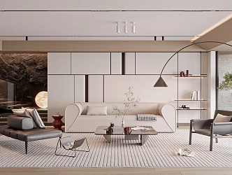 Modern living room sofa coffee table combination 3d model