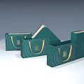 Green Decorative Ornament Set with Gift Boxes Handbags Traditional Patterns and Gold Decorations