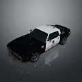 Classic Black And White Police Car With Badge And Reflective Details