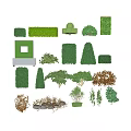 Various Shaped And Different Types Of Green Shrubs For Garden Landscaping Design