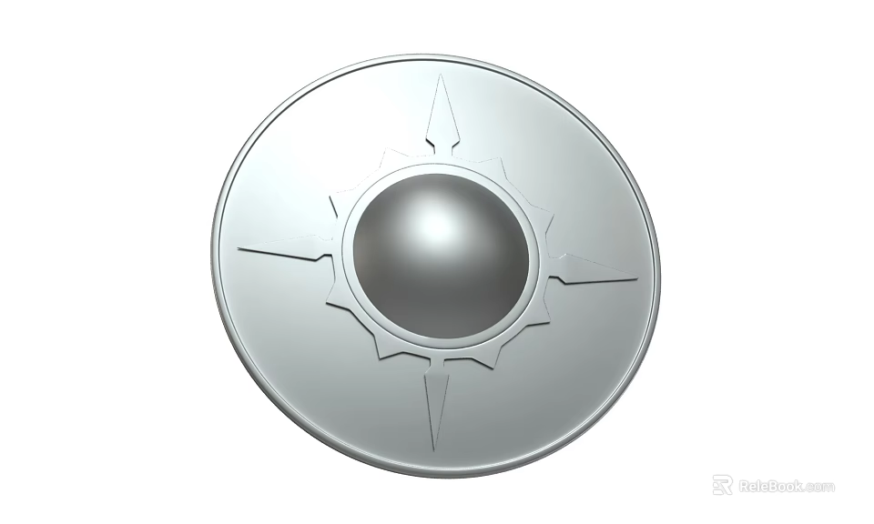 Modern Silver Circular Wall Decor With Central Sphere And Star Shaped Accents 3d model 