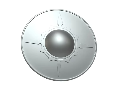 Modern Silver Circular Wall Decor With Central Sphere And Star Shaped Accents 3d model