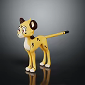 Cartoon Cheetah Character Toy Figure With Yellow Body Black Spots Brown Ears And White Belly