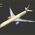 White Passenger Jet Featuring Blue Tail 1000 Logo THALES Branding And Twin Engines