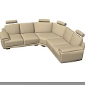 Light Beige L Shaped Fabric Sectional Sofa With Multiple Comfortable Cushions 3d model