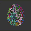 Artistic Intricately Carved Egg Shaped Decorative Sculpture With Floral Patterns
