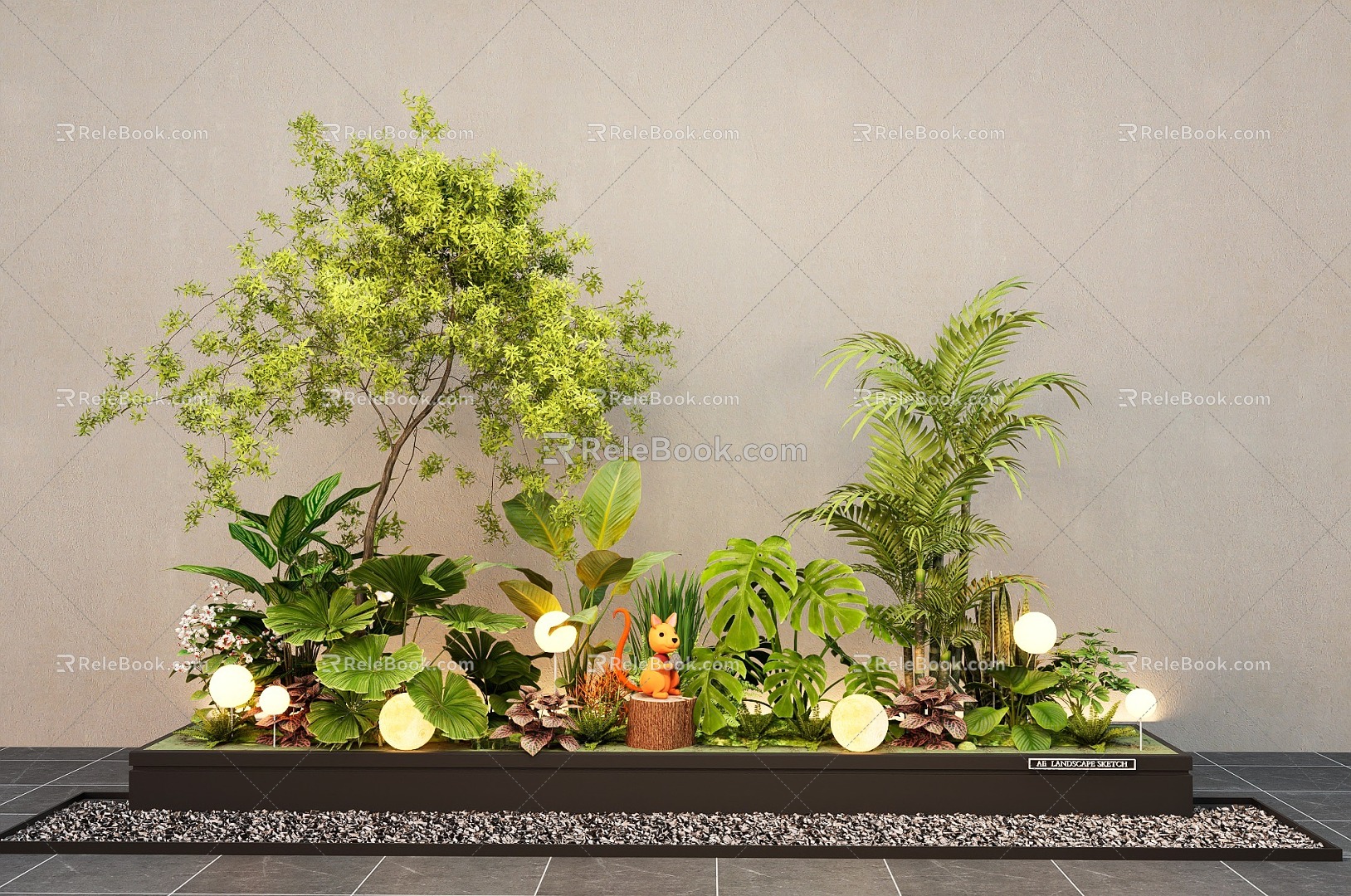 Plant Pile Flower Mirror Courtyard Sketches Plant Landscape Landscape Shrubs Flowers and Plants 3d model