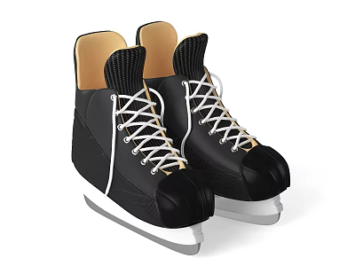 Black Ice Skates With White Laces Classic Design And Steel Blades For Sports Use 3d model
