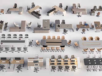 Office Desk Manager Office Desk and Chair Office Furniture Conference Table and Chair Combination 3d model