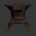 Ornate Vintage Cast Iron Stove With Decorative Details And Antique Style