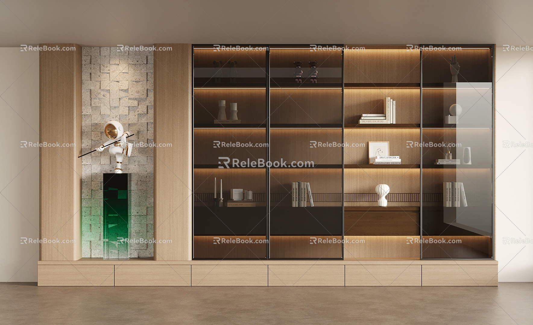 Modern minimalist bookcase 3d model