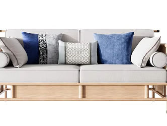 New Chinese-style double sofa 3d model