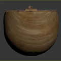 Wooden String Instrument with Long Neck Round Soundbox and Detailed Wood Grain Musical Equipment