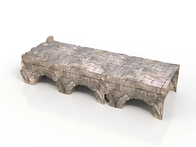 Rustic Stone Bench With Arched Supports And Natural Stone Material Design For Outdoor Use 3d model