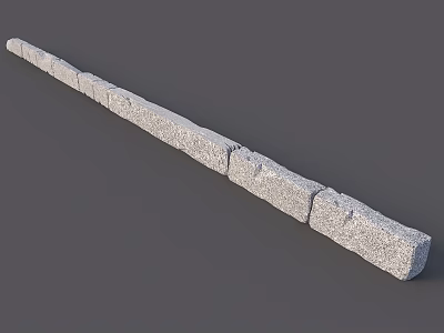 Municipal Road Concrete Curb Structure Featuring Segmented Gray Surface Design 3d model