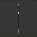 Ornate Fantasy Weapon Featuring Blue Glowing Blade Black Design And Orange Accents