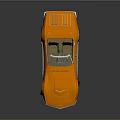 Orange Vintage Sports Car With Shiny Body Chrome Accents And Reflective Surface
