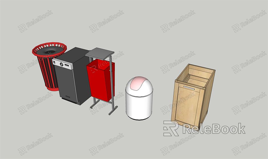 Modern trash can garbage sorting station garbage bin garbage room sorting bin model