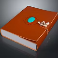 Vintage Brown Leather Book With Green Circular Decoration And Metal Clasp