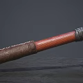 Vintage Handcrafted Axe With Red Wooden Handle And Leather Wrapped Grip