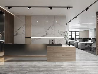 Modern Front Desk Office Area 3d model