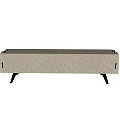 Light Gray Fabric Bench With Black Slim Legs And Side Handles 3d model