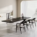 Quiet Style Simple Tea Table and Chair Combination Tea Table Tea Table Tea Room Tea Table 3d model