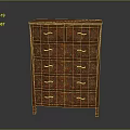 Traditional Wooden Chest of Drawers With Decorative Patterns And Golden Handles For Home