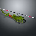Green Helicopter Aircraft With Red And White Striped Rotors And Tail Structure Design