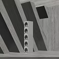 Modern Geometric Room Interior With Tall Speaker Towers And Concrete Walls Design