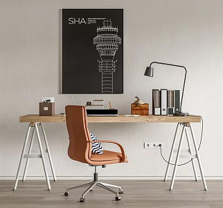 Modern desk chair desk chair combination 3d model