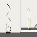 Modern Spiral Curved Floor Lamp With Black White Minimalist LED Lighting Design