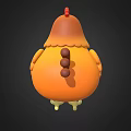 Cute Yellow Cartoon Chicken 3D Model With Red Comb Big Eyes And White Feet