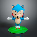 Blue Cartoon Hedgehog Character With White Gloves Red Shoes On Green Base