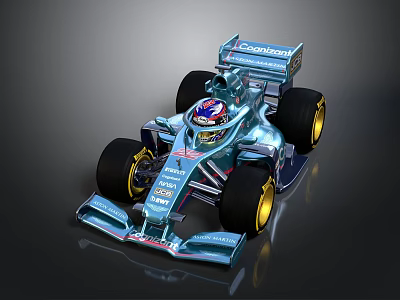 Sleek Blue Formula 1 Car With Castrol Logo Yellow Wheels And Aerodynamic Design 3d model