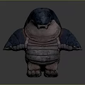 3D Fantasy Character Creature Design With Blue Head Pink Gray Plump Body Stout Limbs