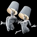 Black Human Torso Shaped Wall Lamps with Lampshades and Detachable Hands Design